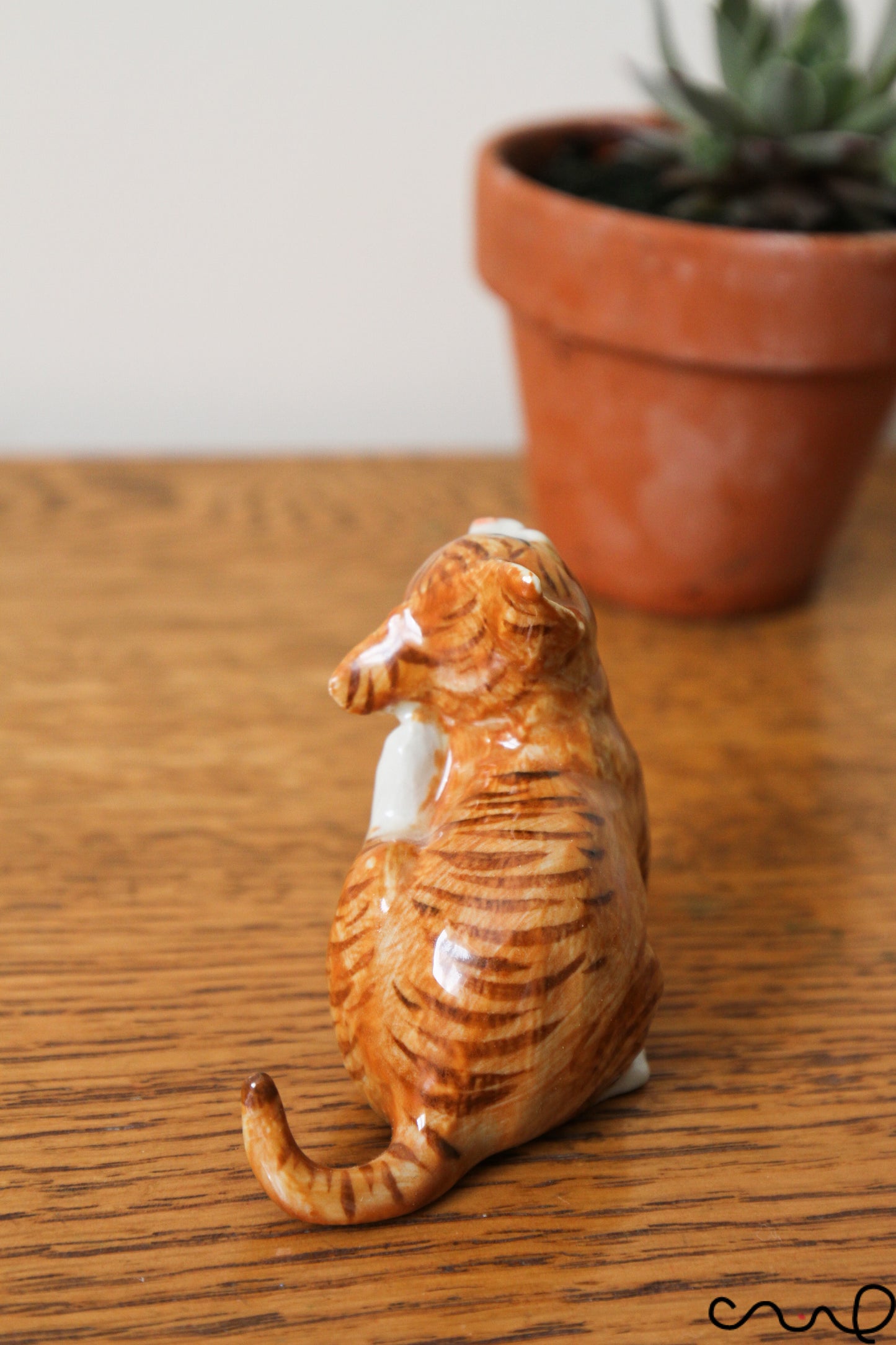 Cute Ceramic Ginger Cat Kitten Figurines Animals Miniature Collectable Ornament