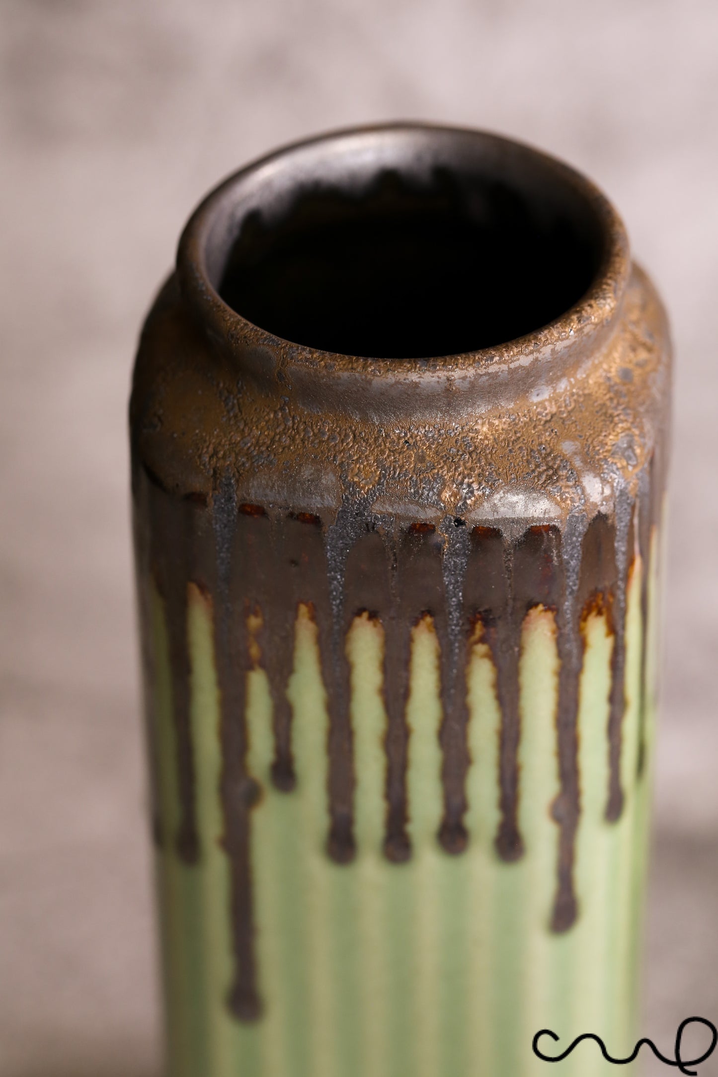 Green Ceramic Vase: Hand-Painted Square Oblong Home Decor