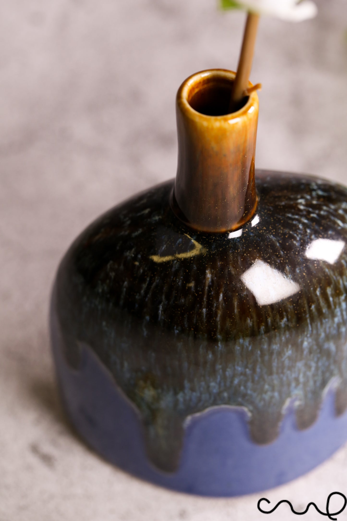 Handmade Blue Ceramic Vase: Unique Single Stem Bud Vase