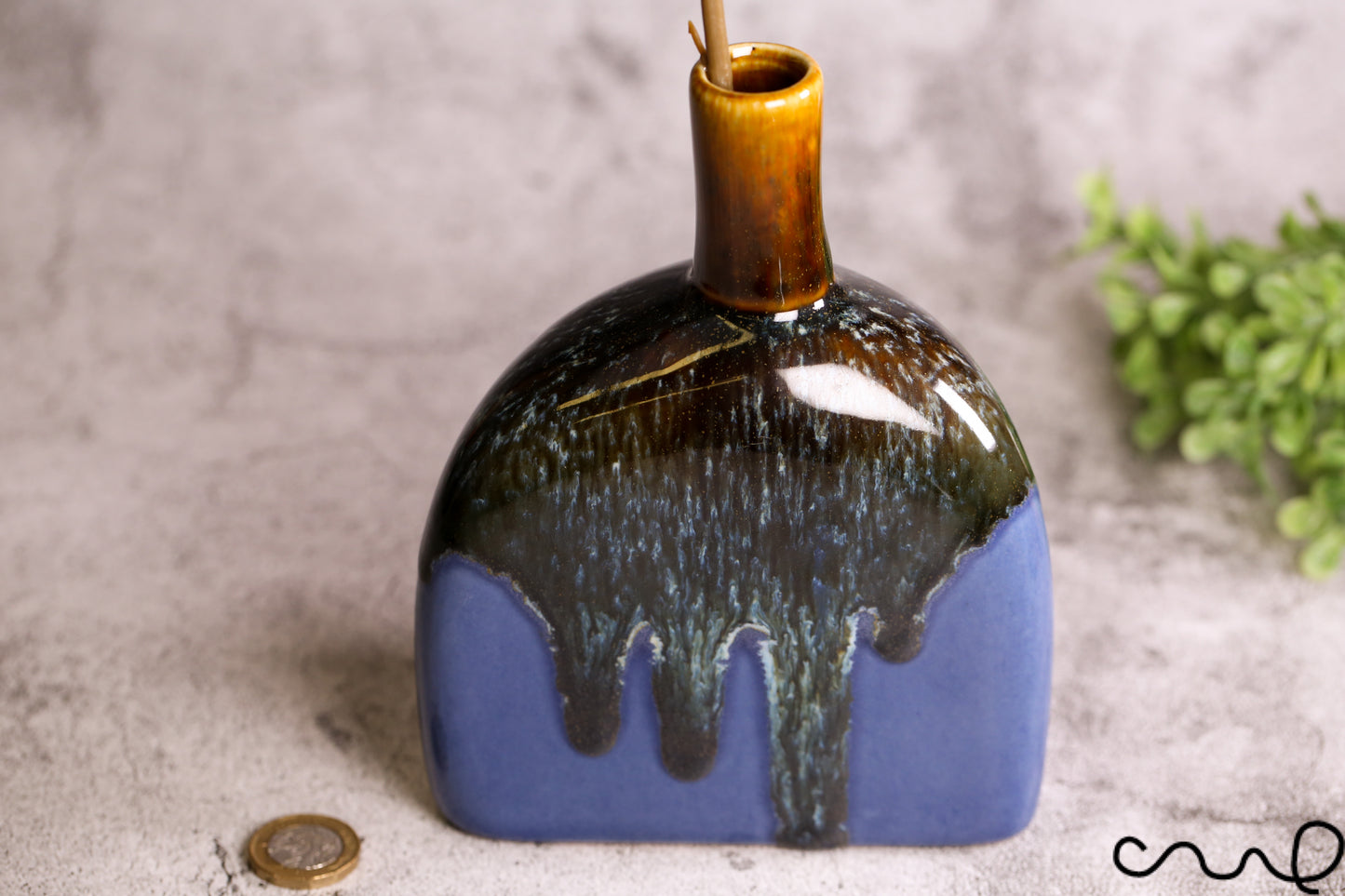 Handmade Blue Ceramic Vase: Unique Single Stem Bud Vase