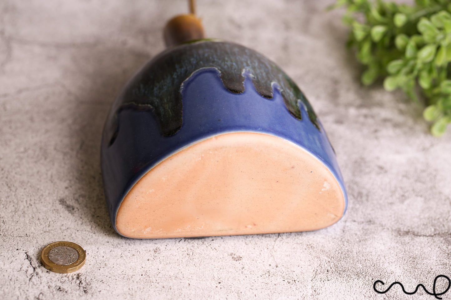 Handmade Blue Ceramic Vase: Unique Single Stem Bud Vase