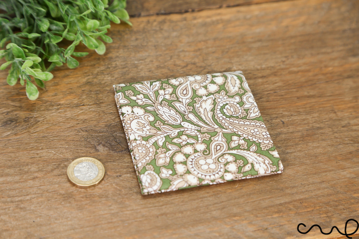 Handmade Mens Cotton Pocket Square Handkerchief Paisley Khaki Wedding Gift AAA