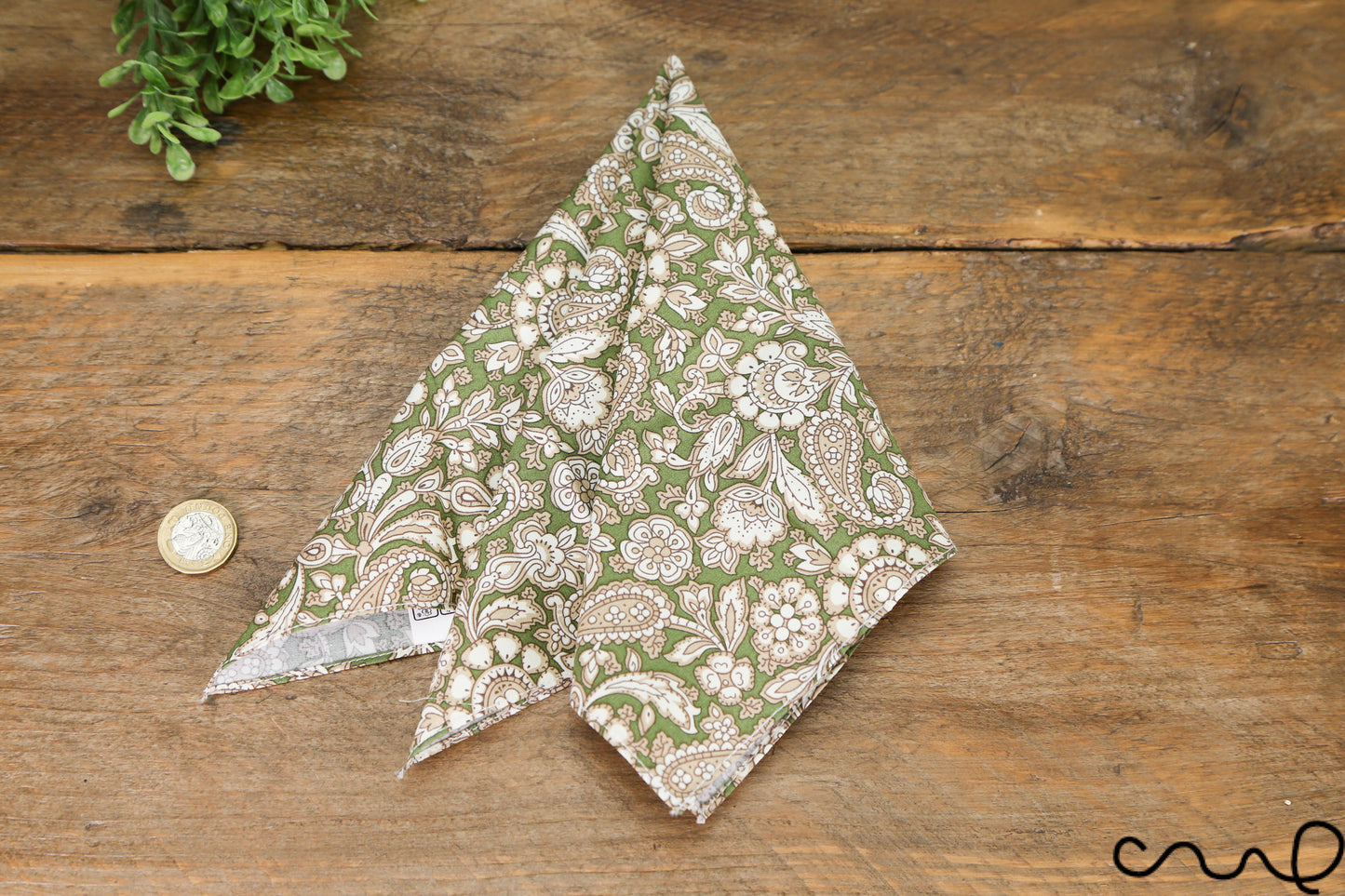 Handmade Mens Cotton Pocket Square Handkerchief Paisley Khaki Wedding Gift AAA