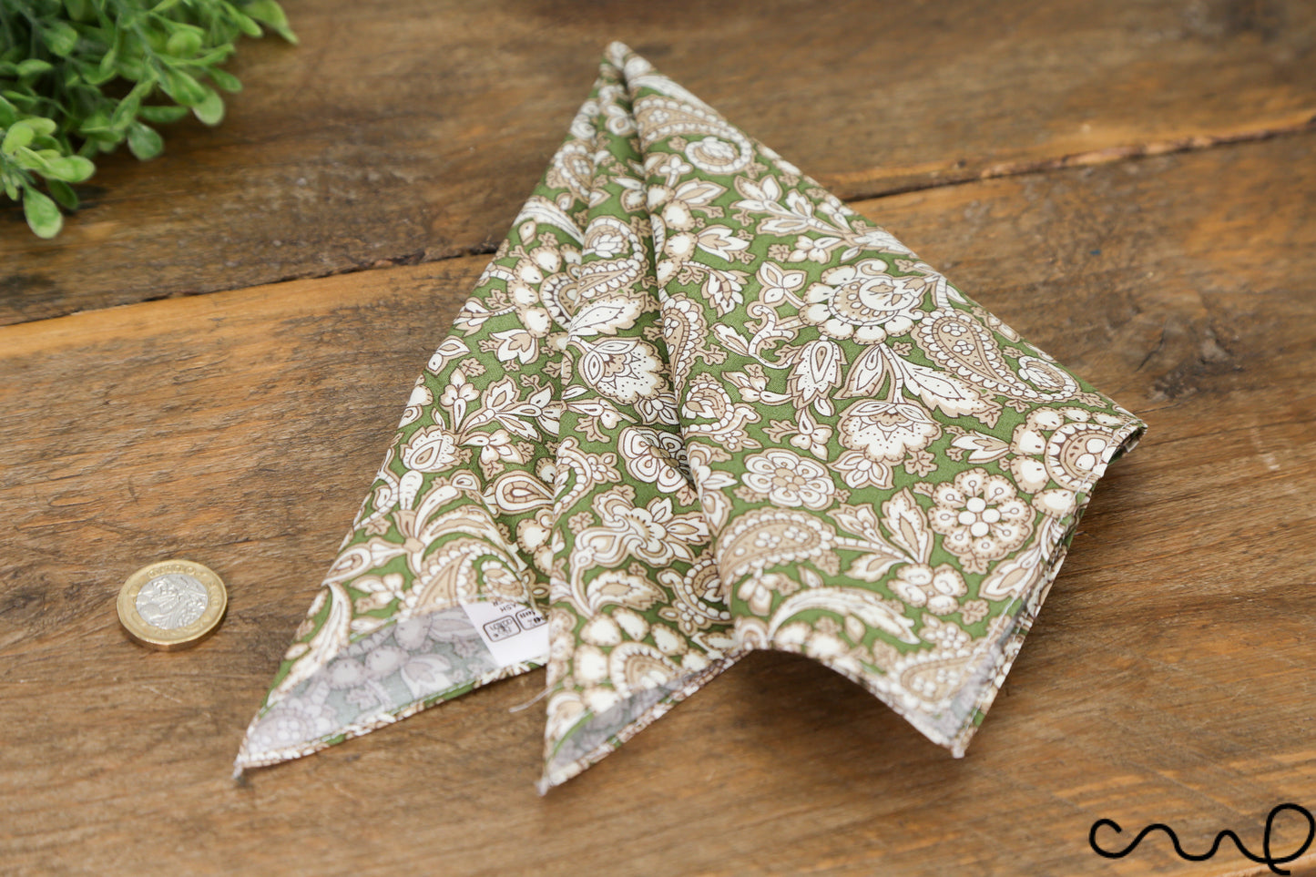 Handmade Mens Cotton Pocket Square Handkerchief Paisley Khaki Wedding Gift AAA