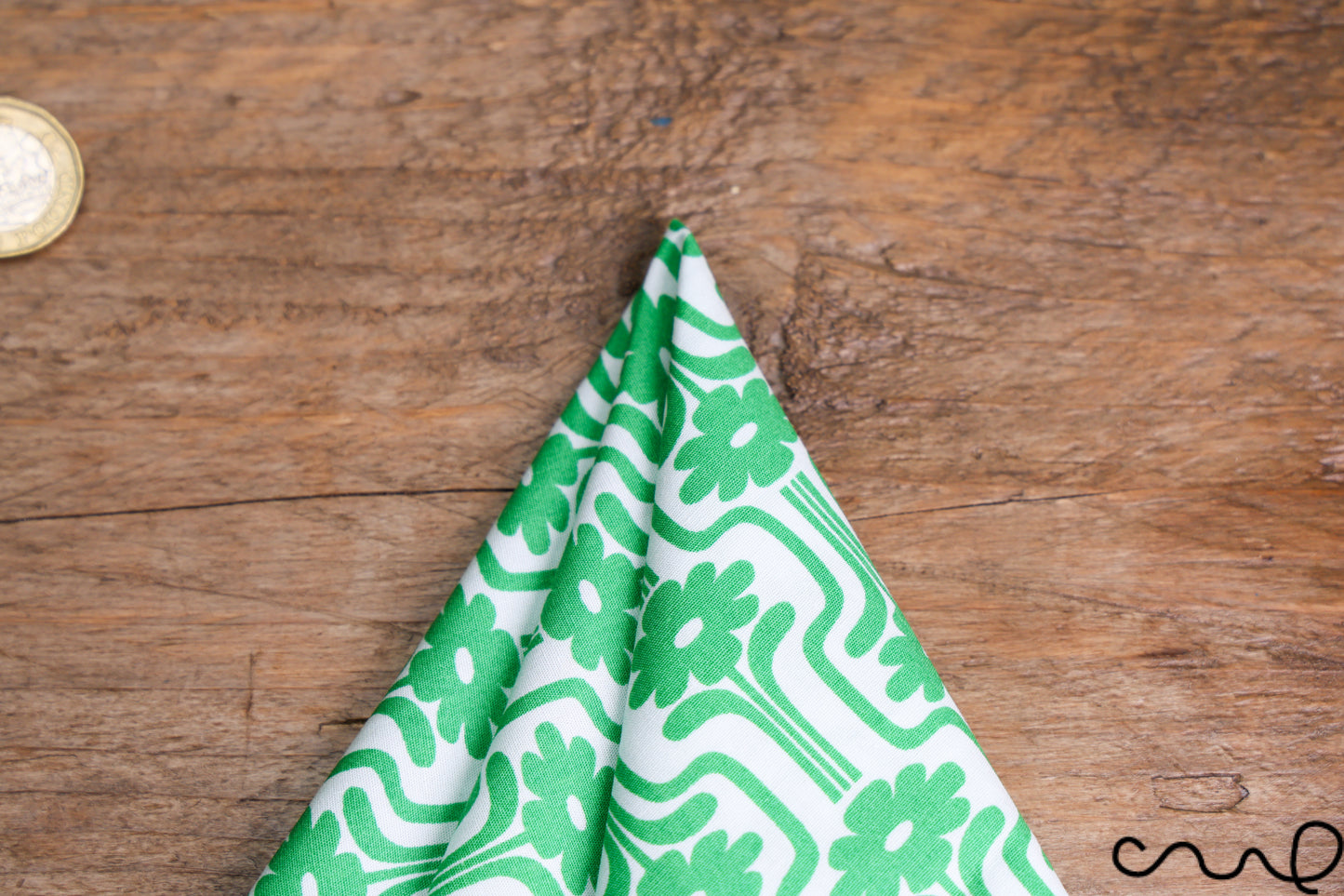 Handmade Pocket Square Cotton Handkerchief Green Retro Geometry Wedding Party
