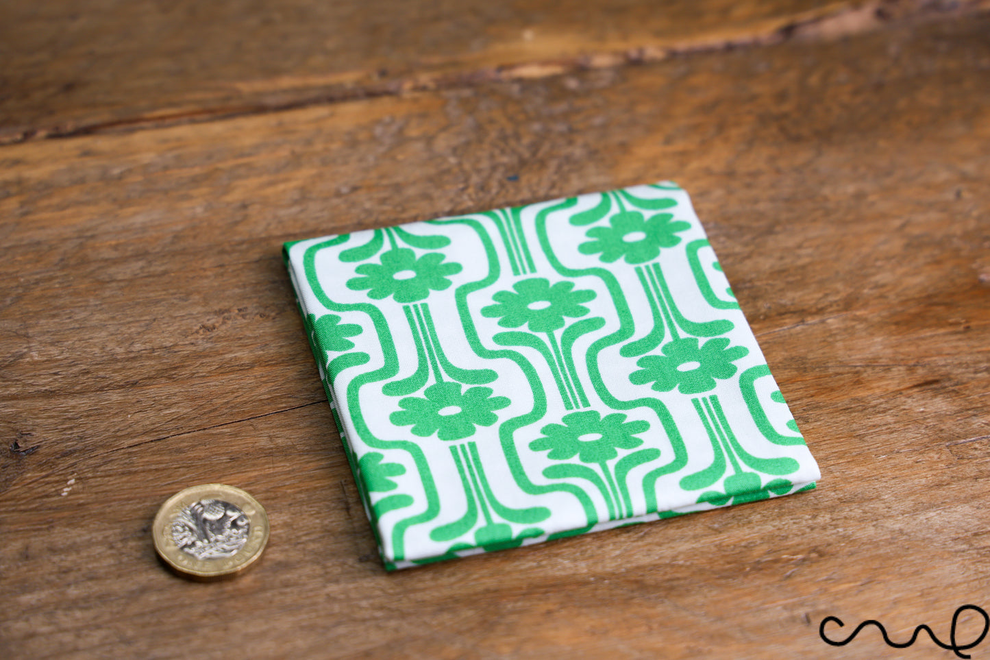 Handmade Pocket Square Cotton Handkerchief Green Retro Geometry Wedding Party
