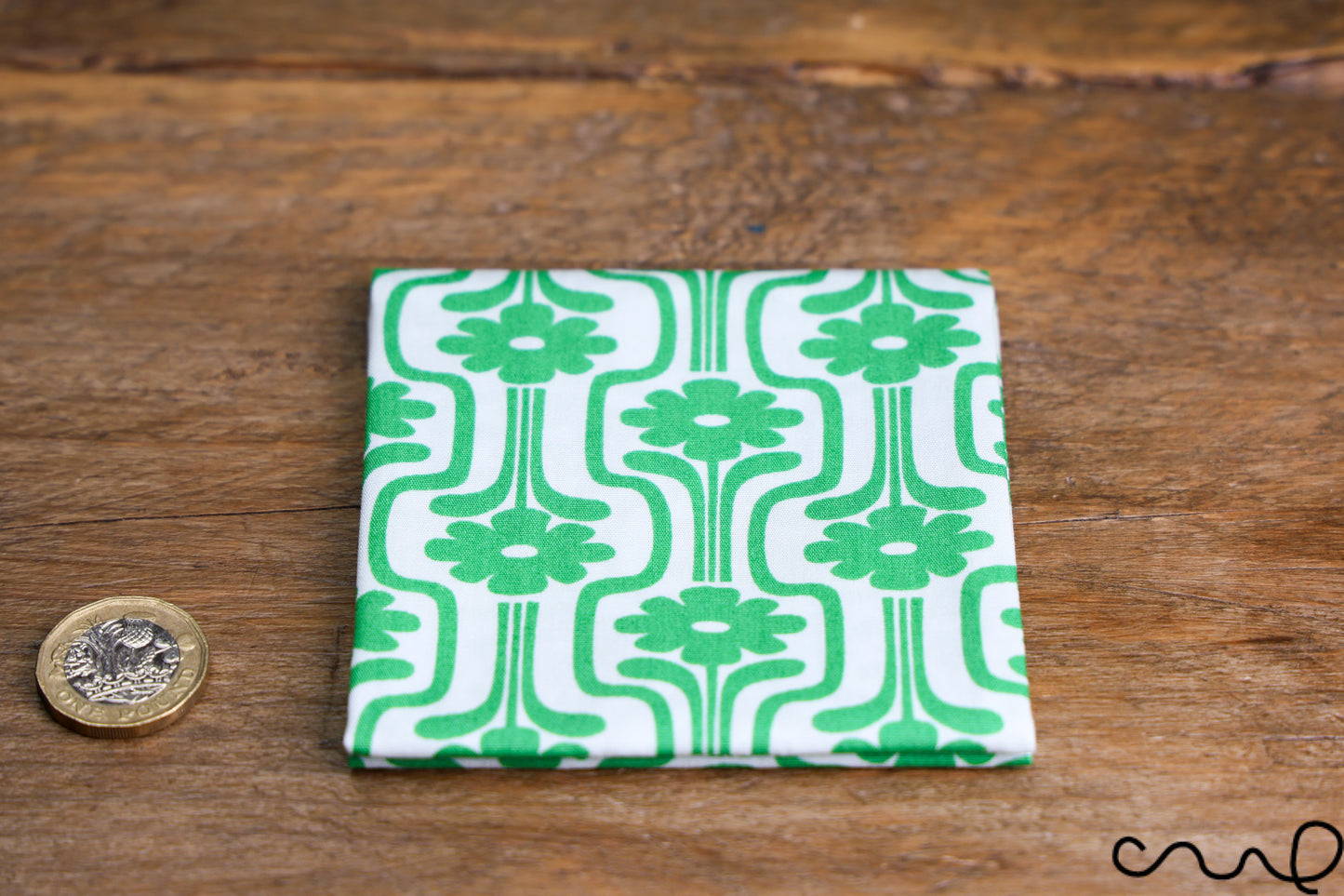 Handmade Pocket Square Cotton Handkerchief Green Retro Geometry Wedding Party
