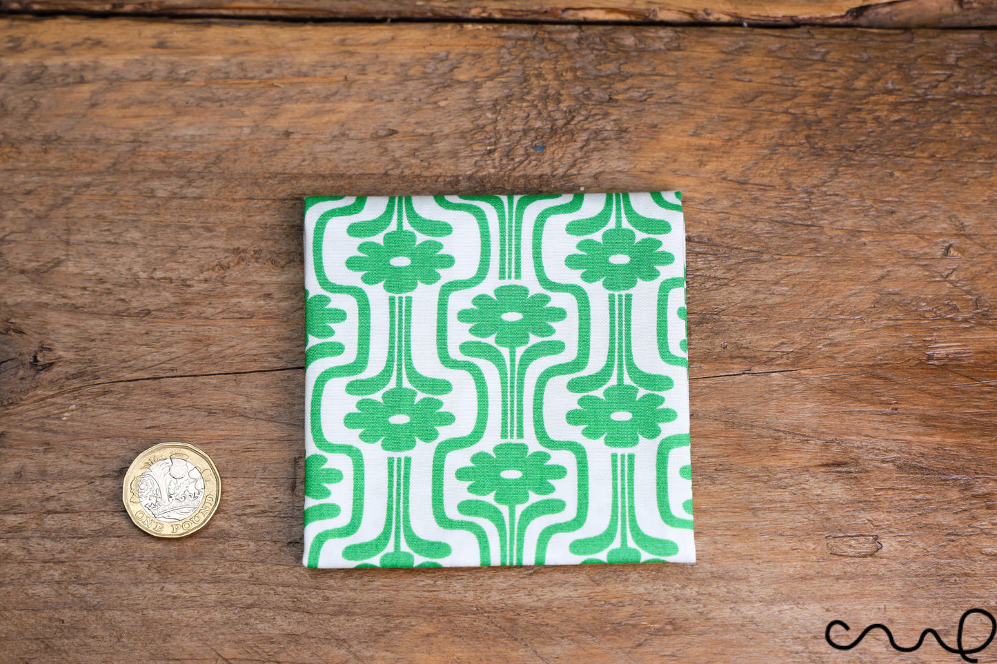 Handmade Pocket Square Cotton Handkerchief Green Retro Geometry Wedding Party