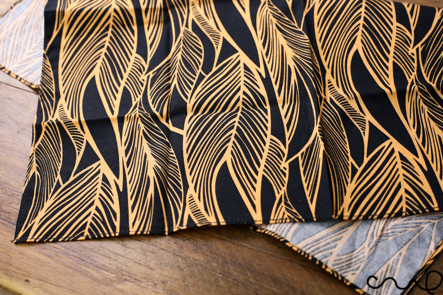 Handmade 100% Cotton Unisex Pocket Square Handkerchief AK Black Orange Feather