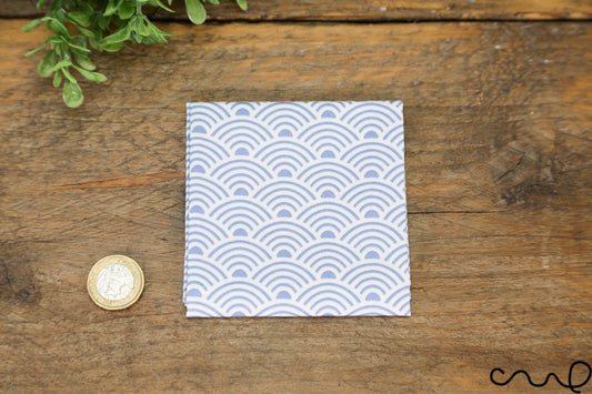 Handmade Cotton Pocket Square Handkerchief Blue Japanese Geometric Wedding Gift