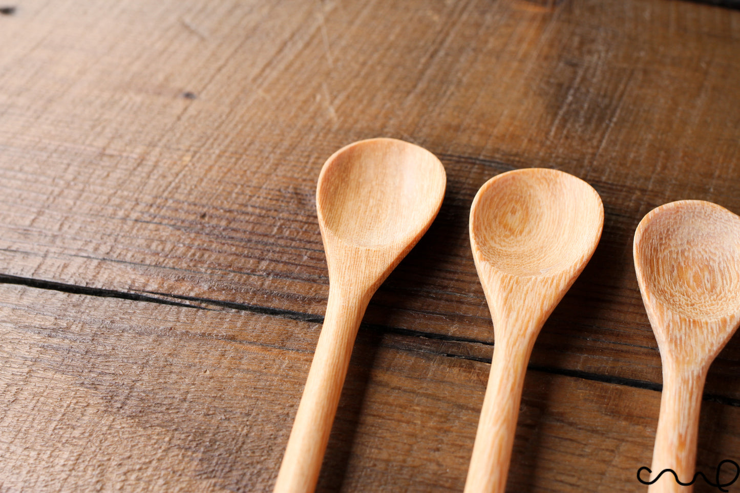 Set of 4 Handcrafted Wooden Spoons Round Headed Long Teaspoons 22cm Coffee Serving Unique