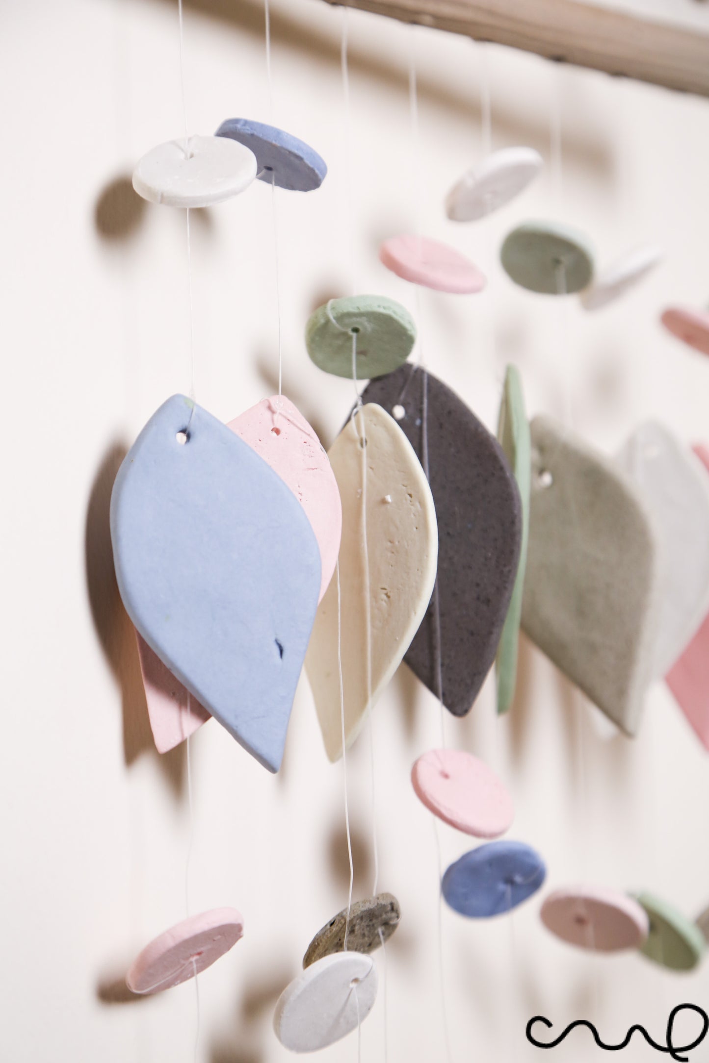 Handmade Ceramic Windchime Neutral Tone Wall Hanging Modern Minimalist Home Decor