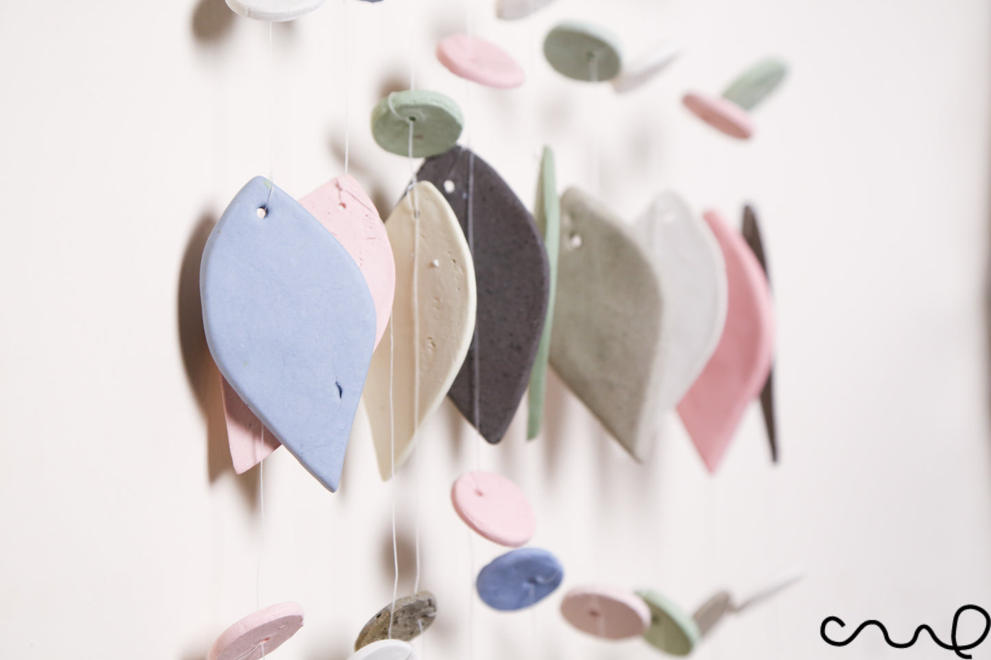 Handmade Ceramic Windchime Neutral Tone Wall Hanging Modern Minimalist Home Decor