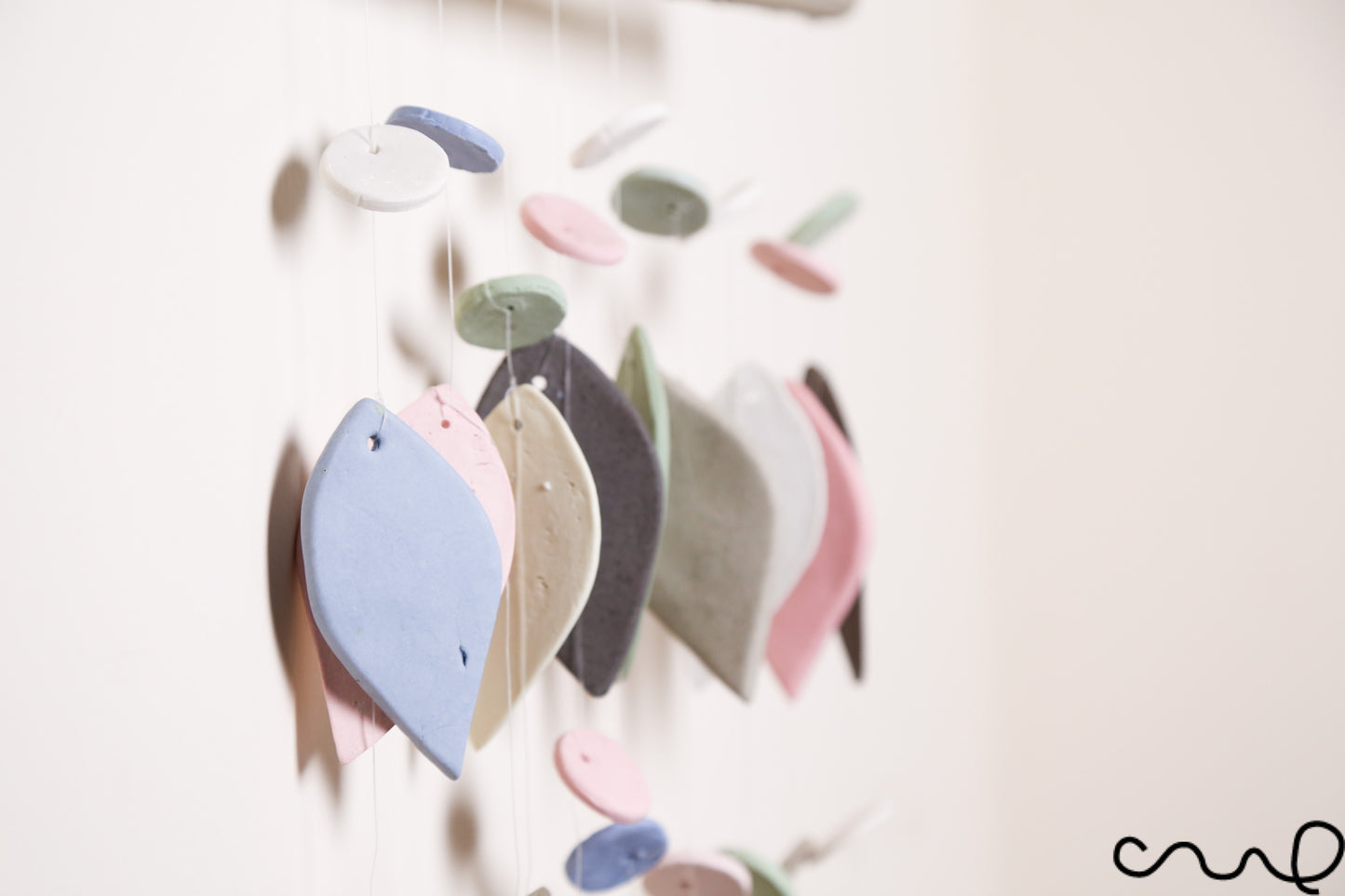 Handmade Ceramic Windchime Neutral Tone Wall Hanging Modern Minimalist Home Decor