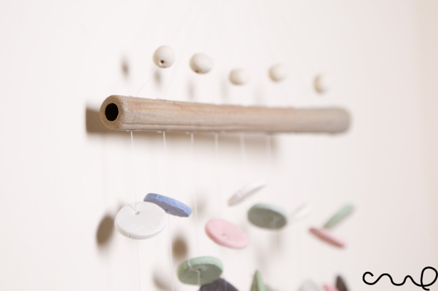 Handmade Ceramic Windchime Neutral Tone Wall Hanging Modern Minimalist Home Decor