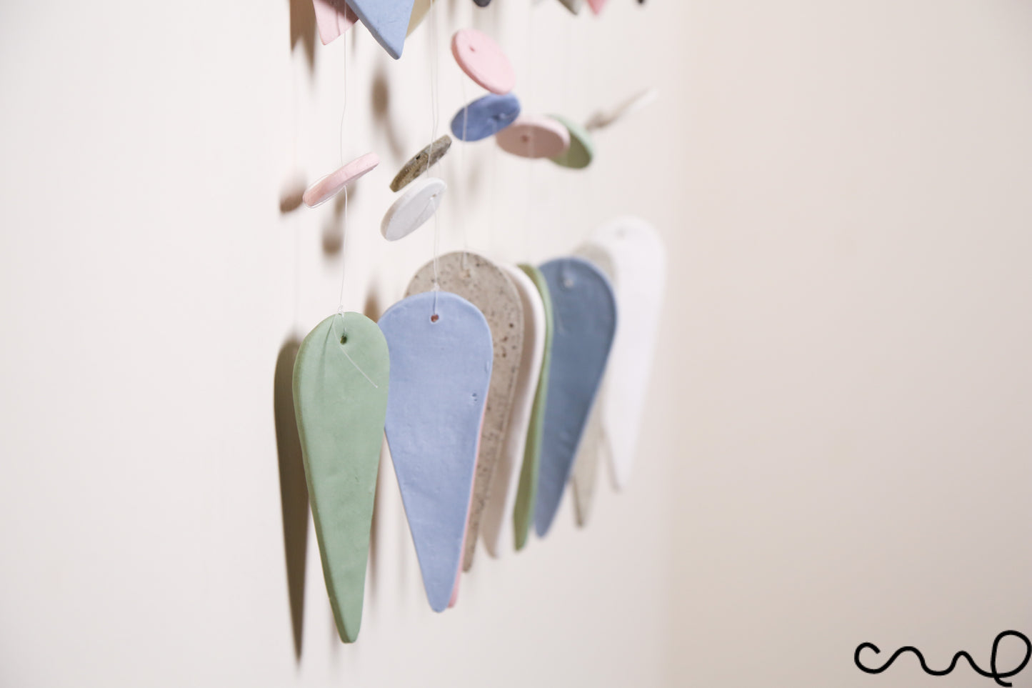 Handmade Ceramic Windchime Neutral Tone Wall Hanging Modern Minimalist Home Decor