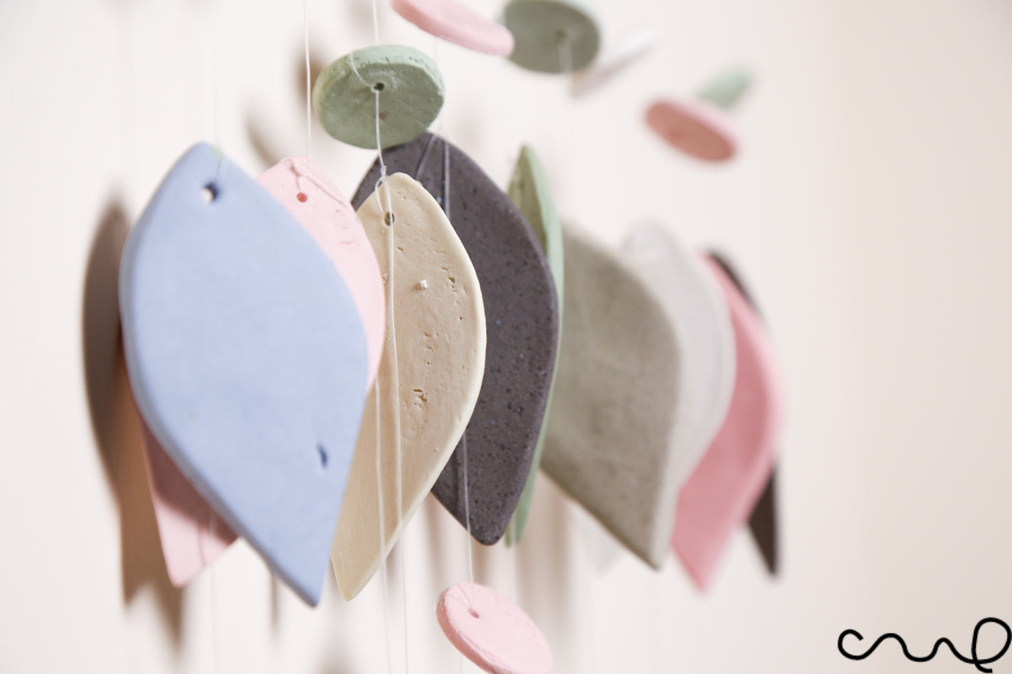 Handmade Ceramic Windchime Neutral Tone Wall Hanging Modern Minimalist Home Decor