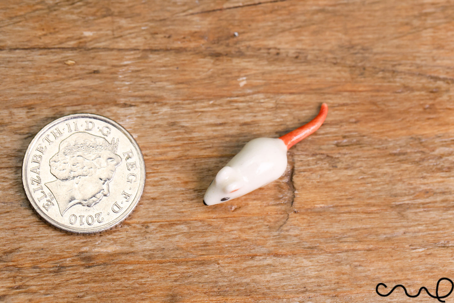 Handmade White Ceramic Tiny Mouse Miniature Christmas Mini Little Animals Hand Painted