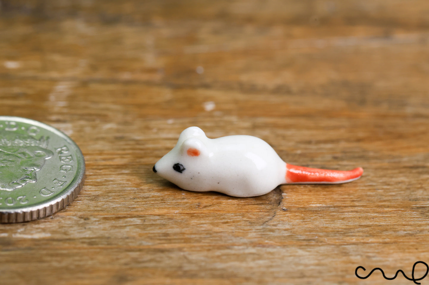 Handmade White Ceramic Tiny Mouse Miniature Christmas Mini Little Animals Hand Painted
