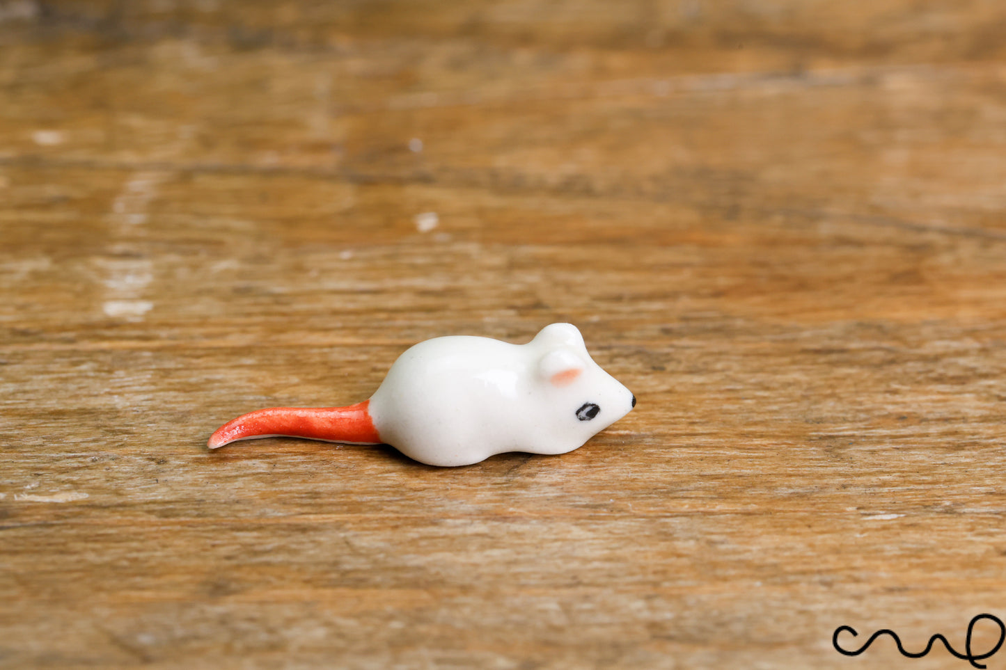 Handmade White Ceramic Tiny Mouse Miniature Christmas Mini Little Animals Hand Painted