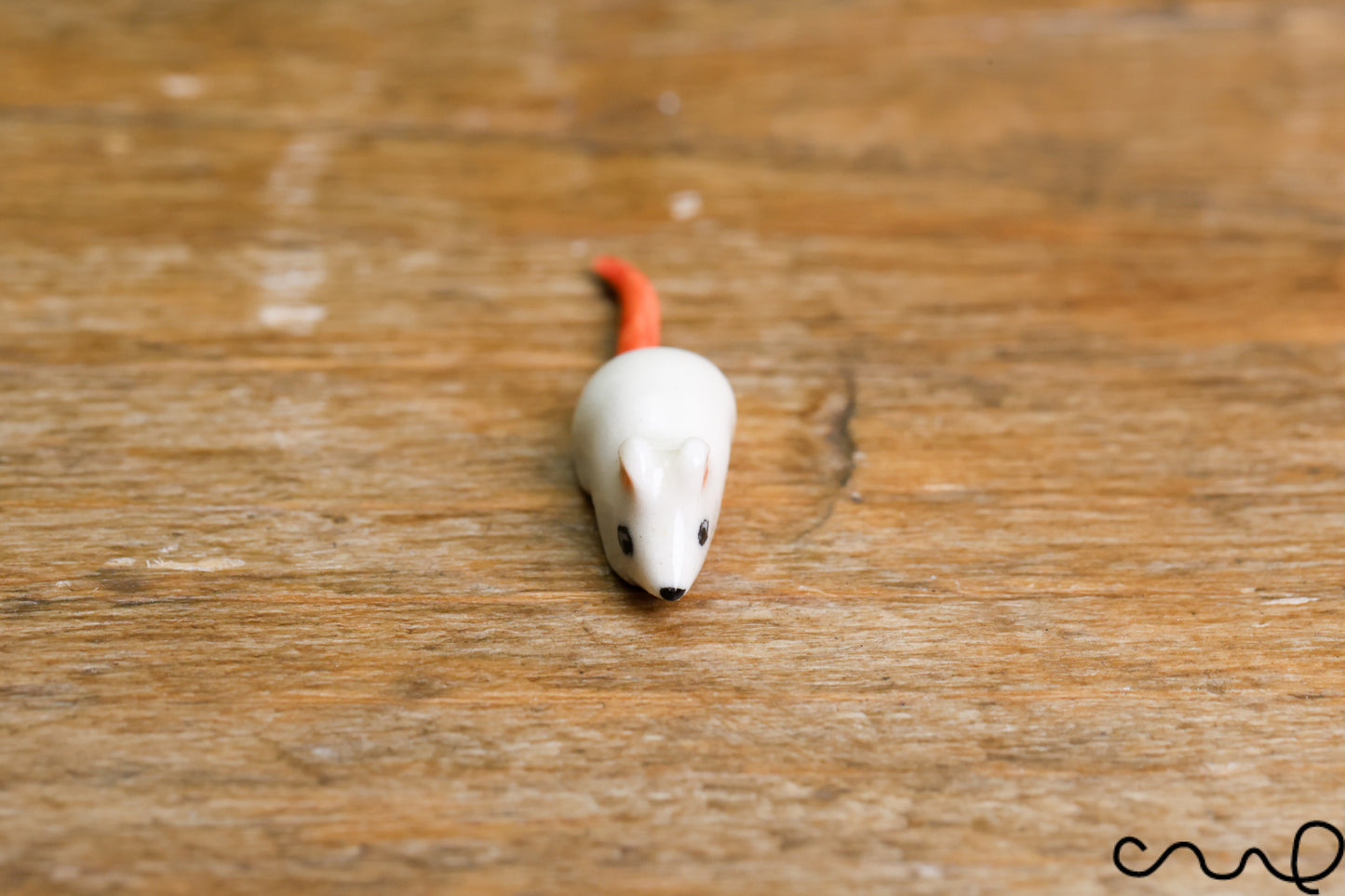 Handmade White Ceramic Tiny Mouse Miniature Christmas Mini Little Animals Hand Painted