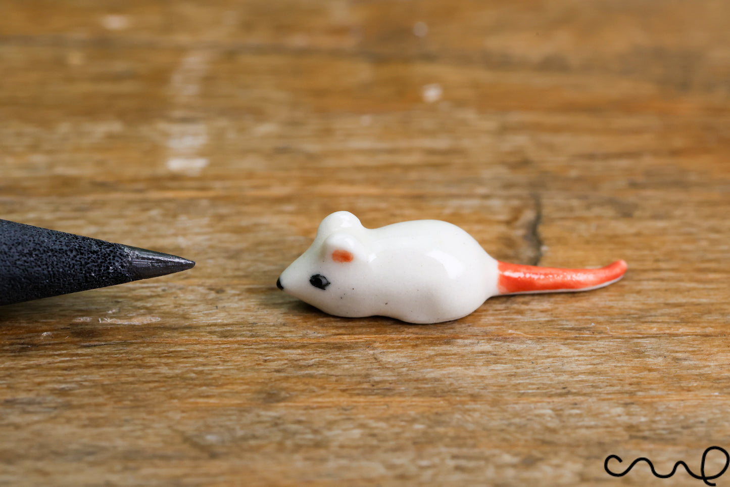 Handmade White Ceramic Tiny Mouse Miniature Christmas Mini Little Animals Hand Painted