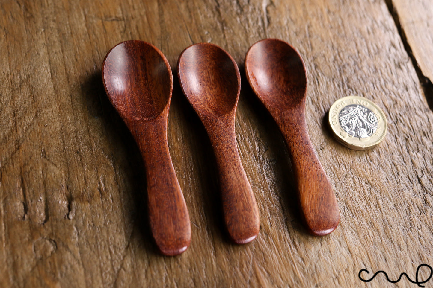 Set of 3 Handmade Rosewood Dessert Spoons