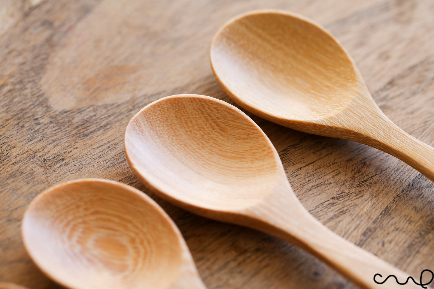 Set of 4 Handmade Wooden Dessert Spoons