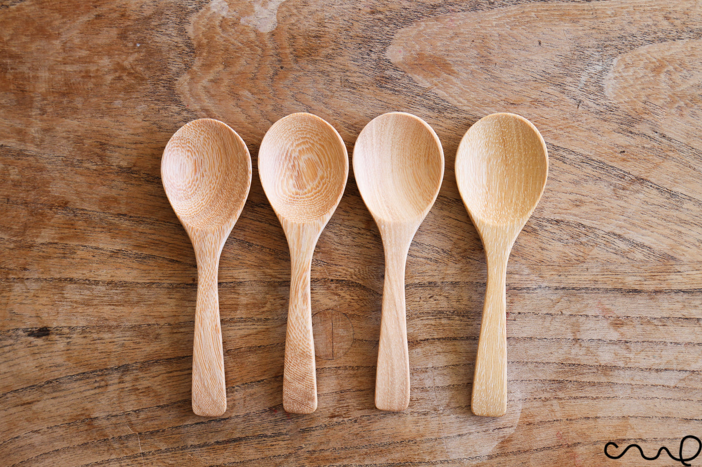 Set of 4 Handmade Wooden Dessert Spoons