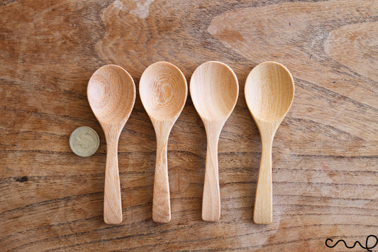 Set of 4 Handmade Wooden Dessert Spoons