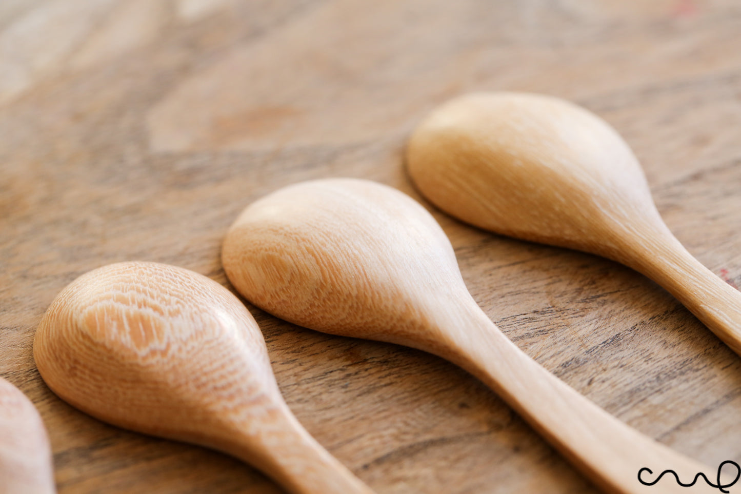 Set of 4 Handmade Wooden Dessert Spoons
