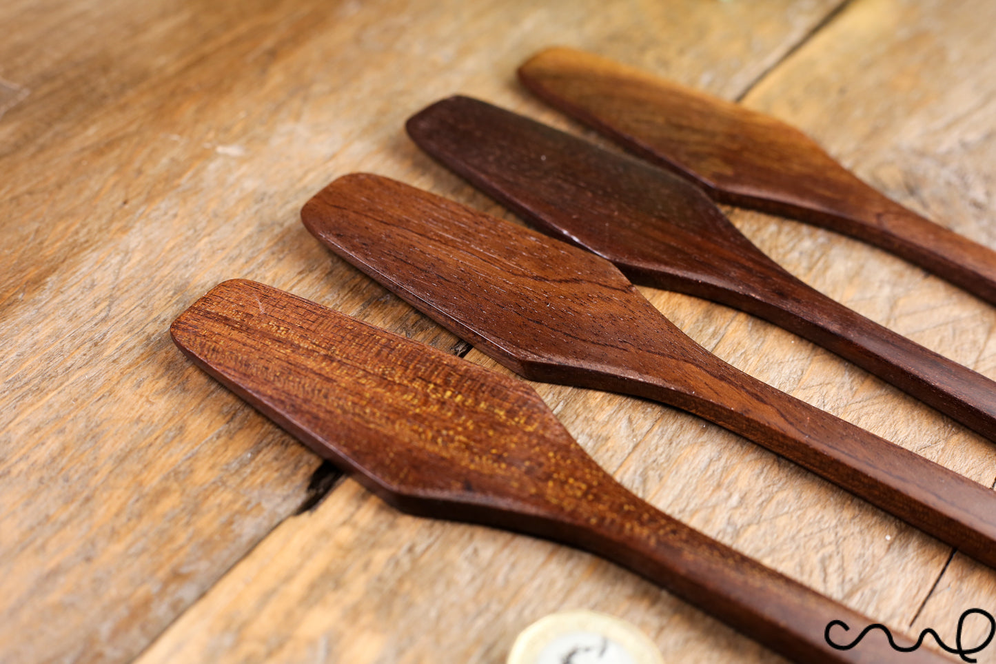Set of 4 Handmade Wooden Butter Spreader Wooden Butter Knife Black Brown 15.5cm 6" Solid Timber High-Quality Unique Gift