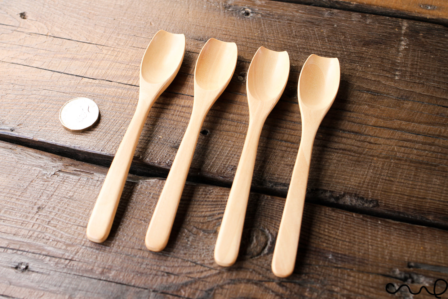 Handmade Tulip Wooden Spoons: Spice, Tea, Yoghurt - Set of 4