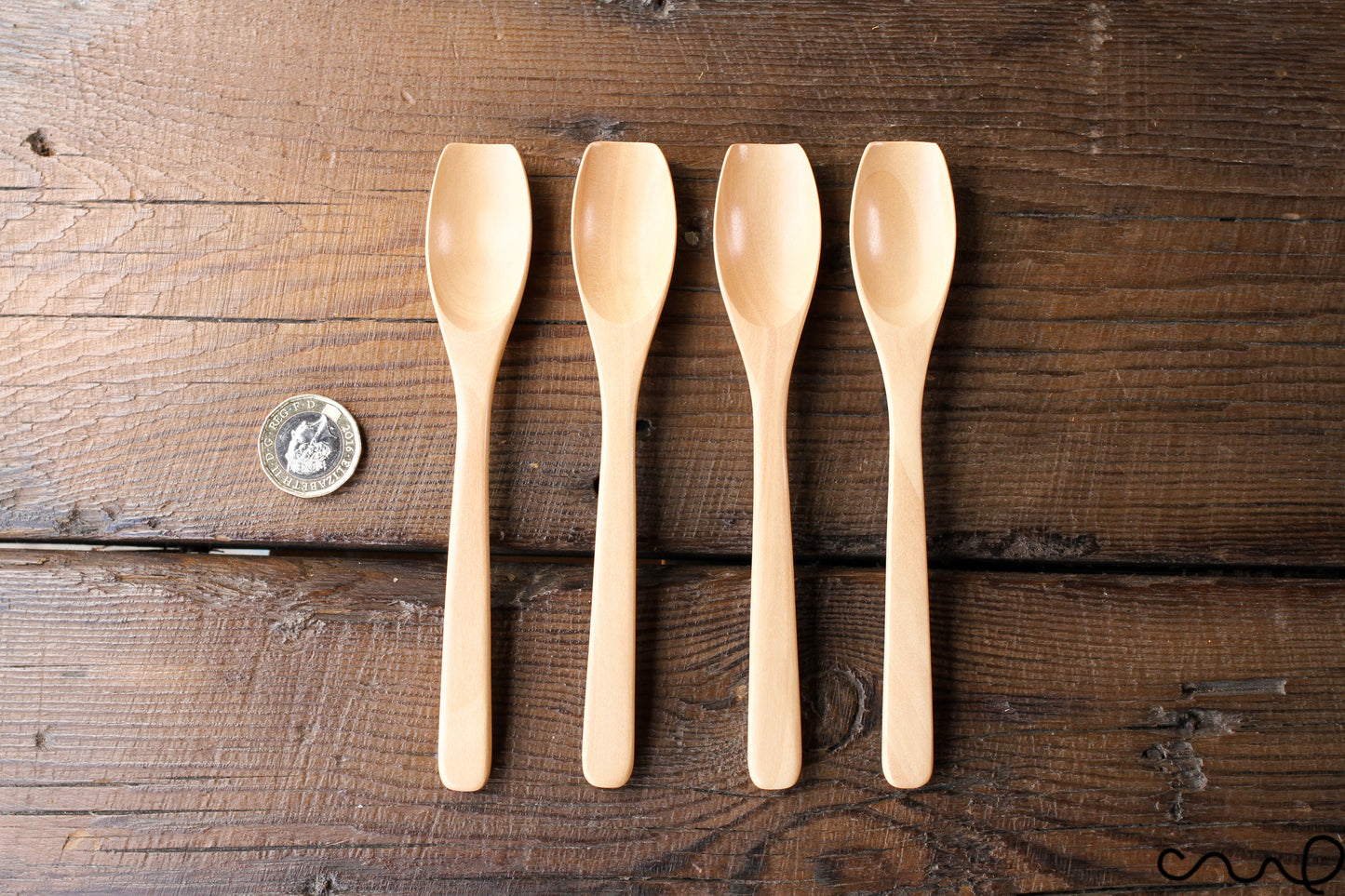 Handmade Tulip Wooden Spoons: Spice, Tea, Yoghurt - Set of 4