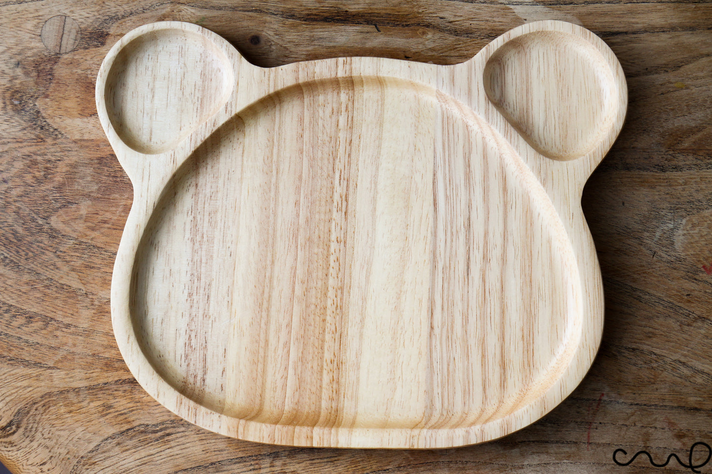 Handmade Wooden Bear Plate: Rubberwood Serving Tray