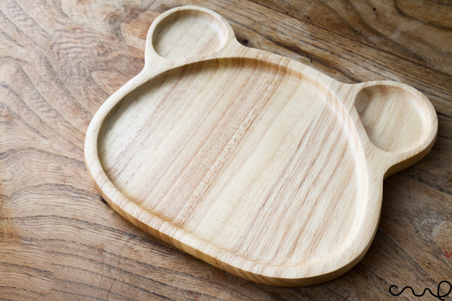 Handmade Wooden Bear Plate: Rubberwood Serving Tray
