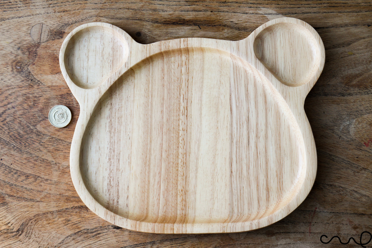 Handmade Wooden Bear Plate: Rubberwood Serving Tray