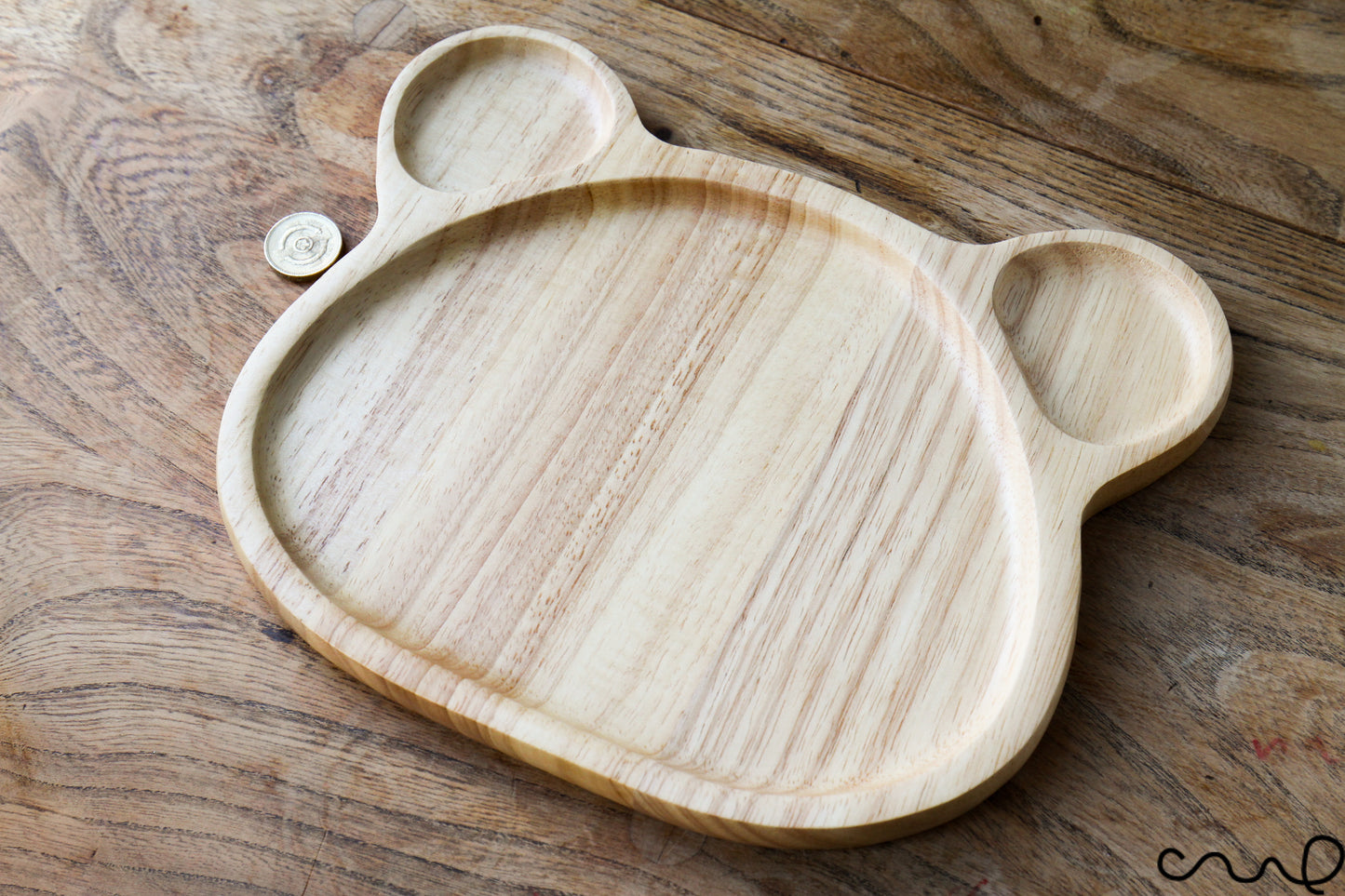 Handmade Wooden Bear Plate: Rubberwood Serving Tray