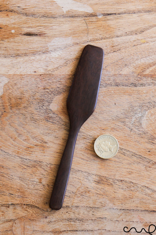 Set of 4 Handmade Wooden Butter Spreaders: Dark Brown Solid Timber Knife