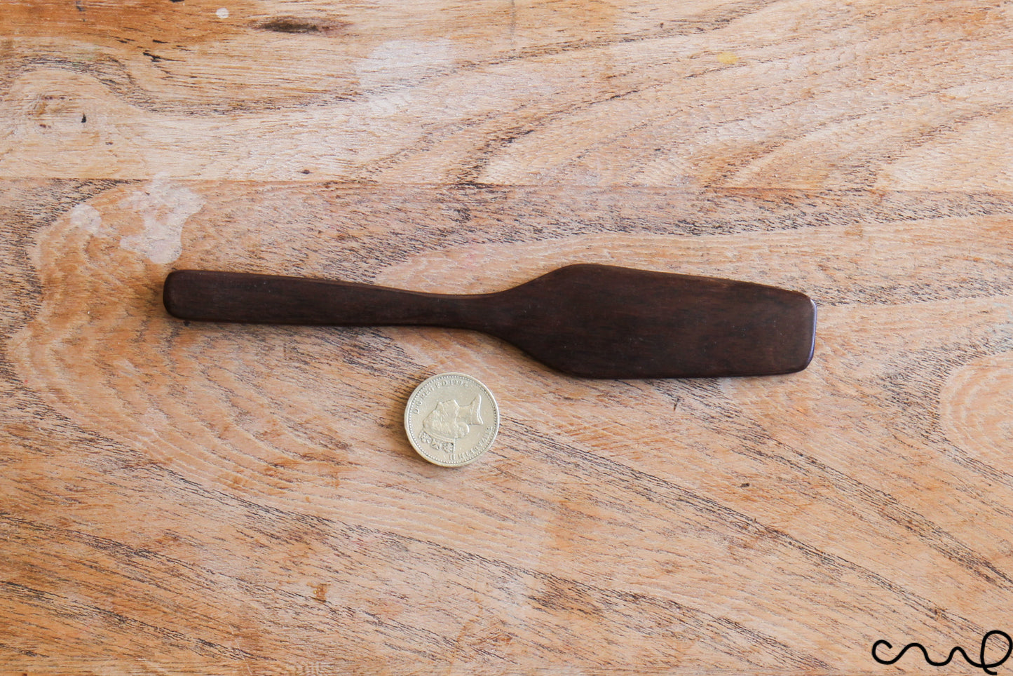 Set of 4 Handmade Wooden Butter Spreaders: Dark Brown Solid Timber Knife
