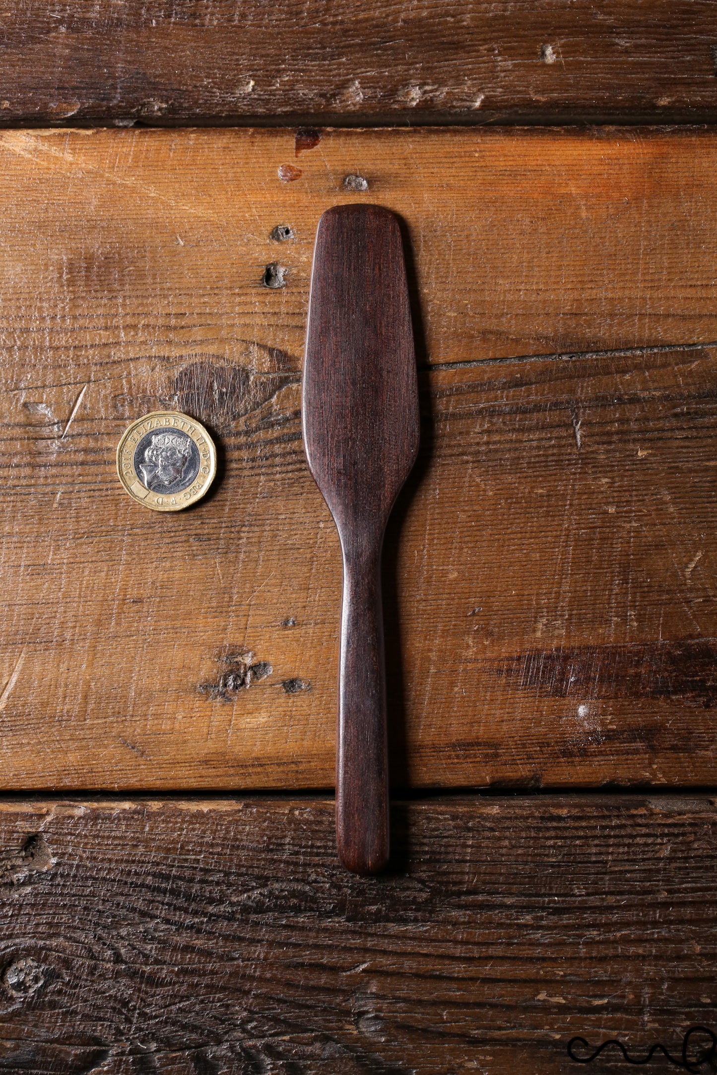 Set of 4 Handmade Wooden Butter Spreaders: Dark Brown Solid Timber Knife
