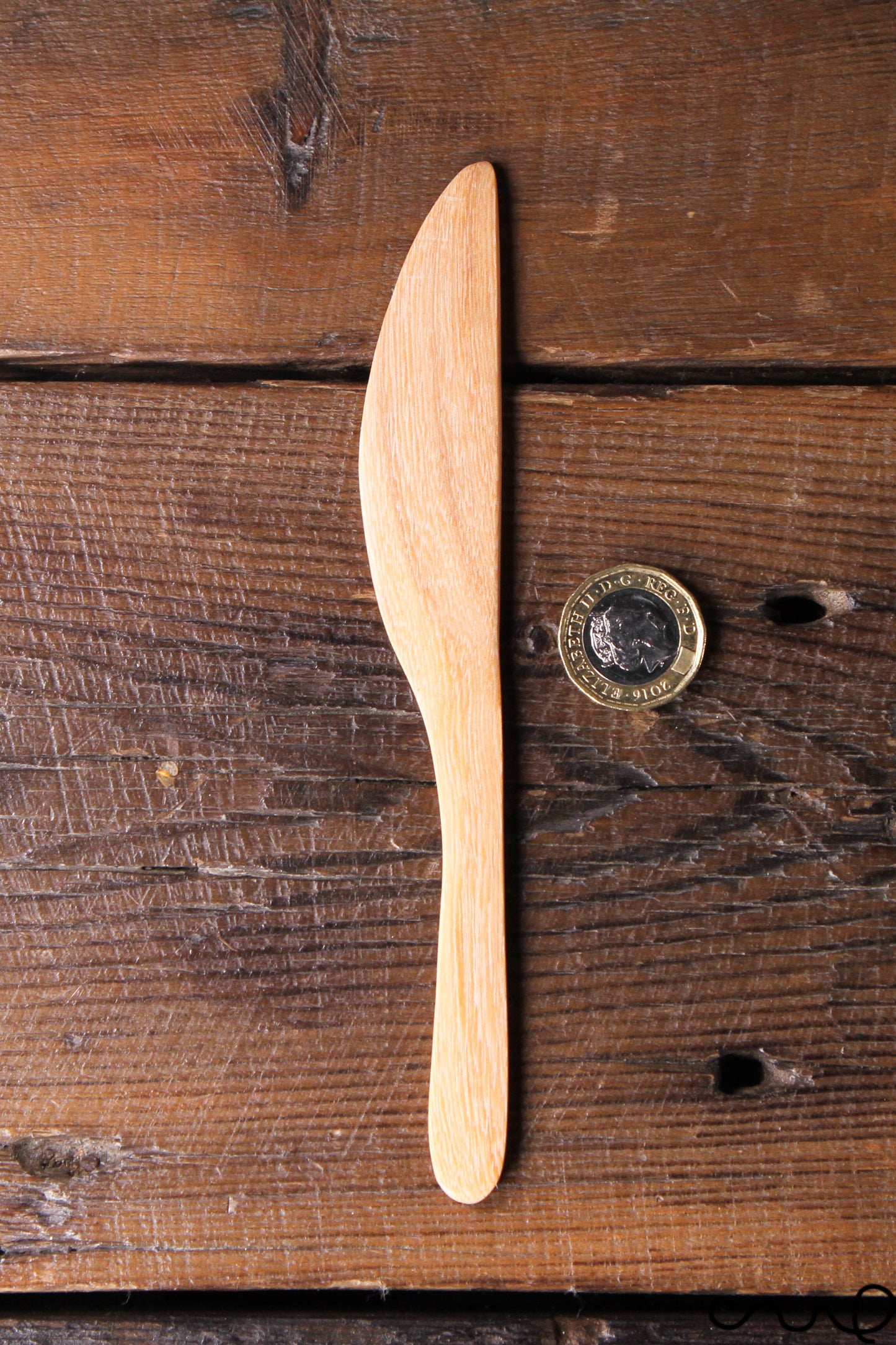Set of 4 Handmade Wooden Butter Spreaders: Light Brown Solid Timber Knife