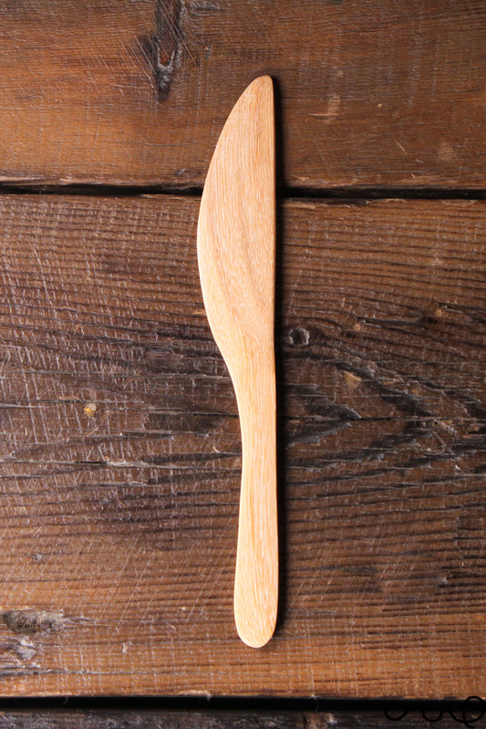 Set of 4 Handmade Wooden Butter Spreaders: Light Brown Solid Timber Knife