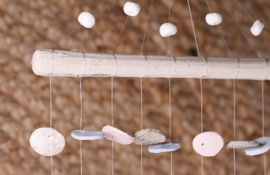 Handmade Ceramic Wind Chime: Pastel Geometric Mobile Wall Hanging